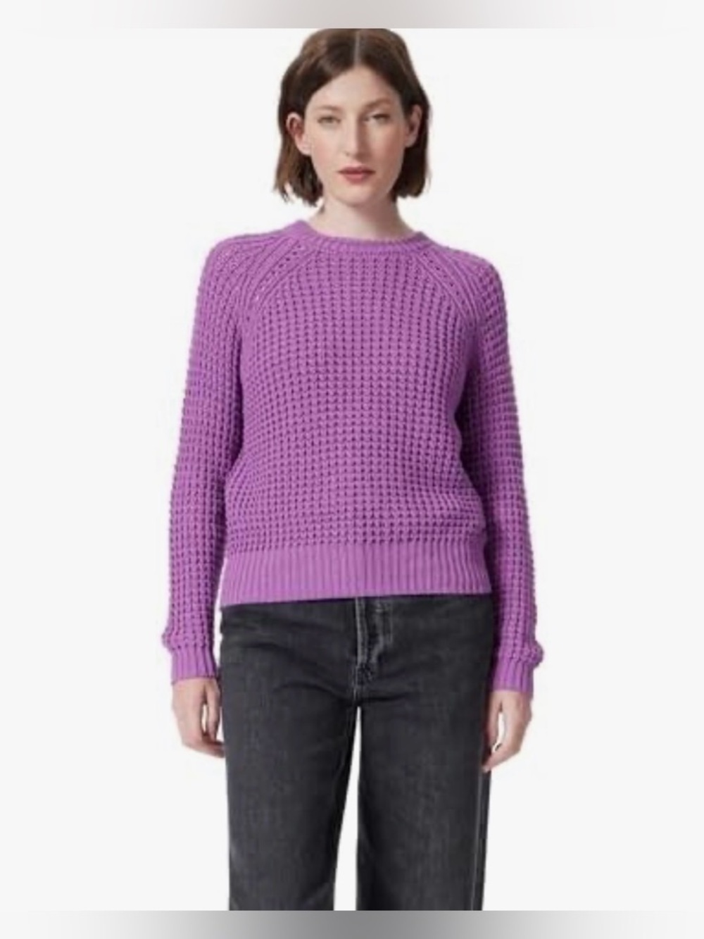 Textured Purple Crewneck Sweater - Women's